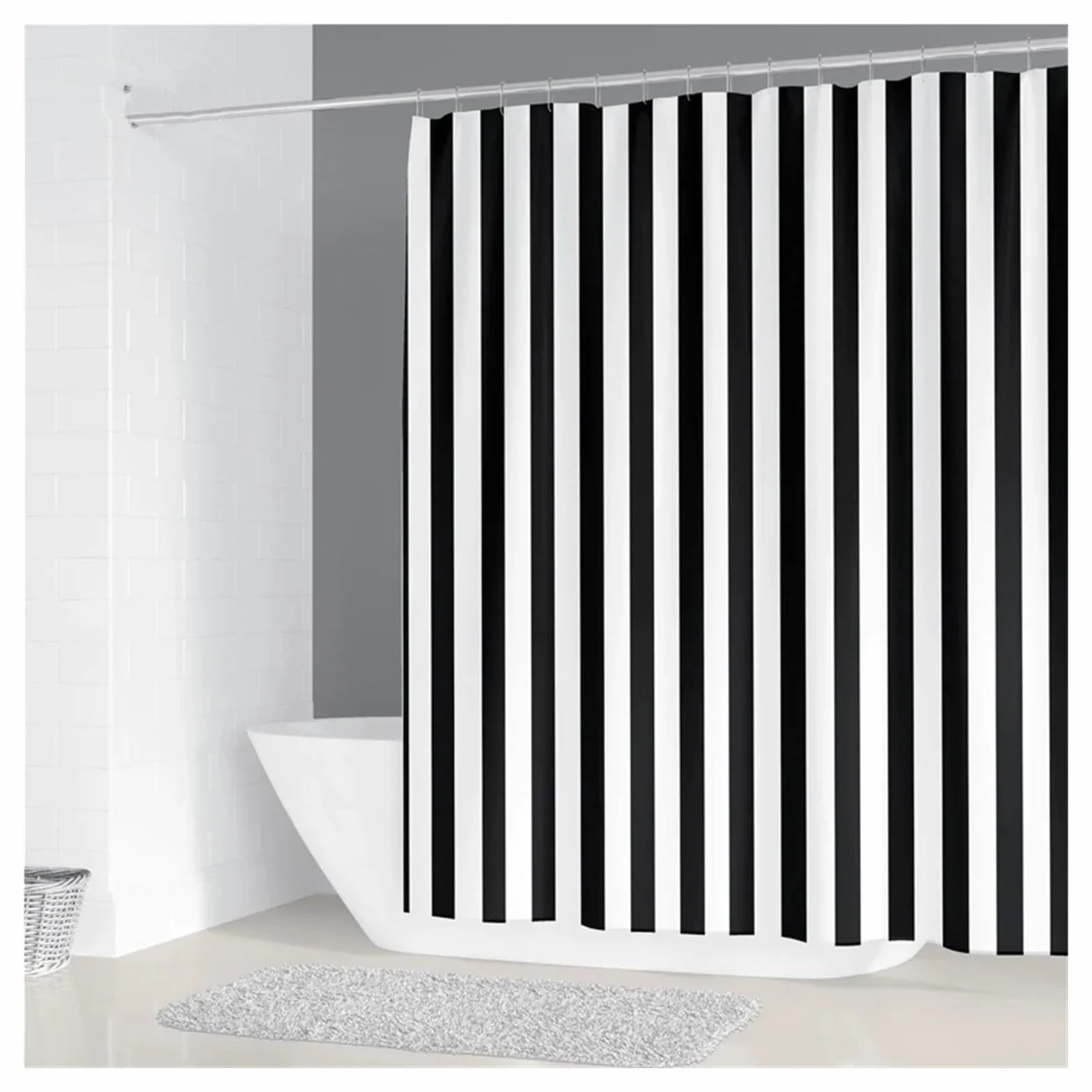 Cortina De Ducha Cortina de Ducha Impermeable for baño, 200 x 180 cm, con Estampado geométrico Simple, de poliéster, for decoración del hogar, con 12 Ganchos(2,W180xH240cm)