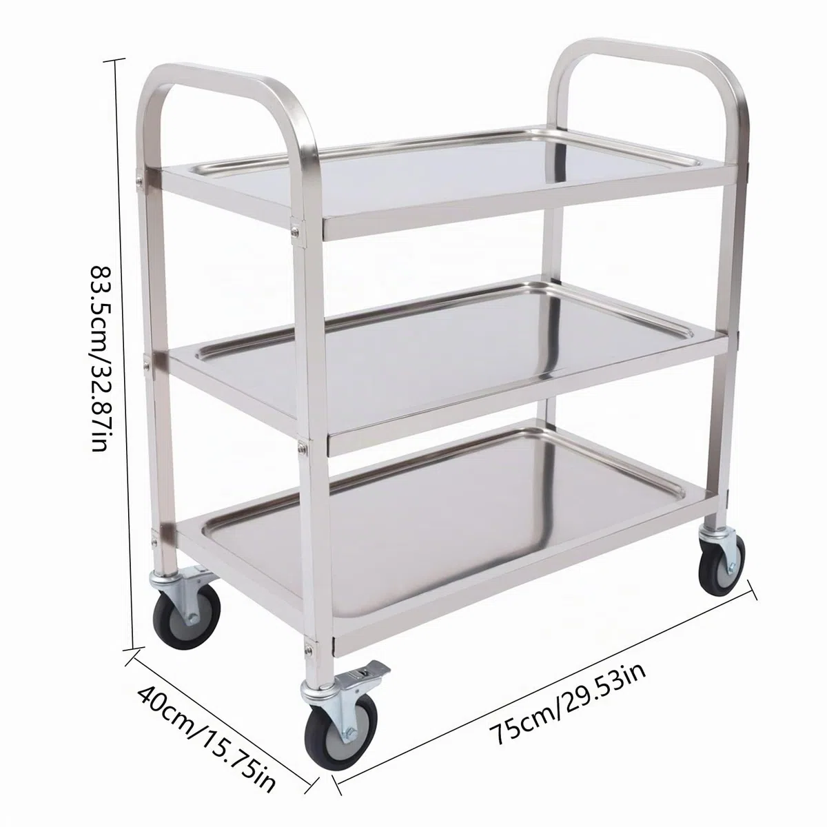 Carrito de servicio de acero inoxidable para cocina, carrito de cocina, carrito de cocina, carrito de transporte, carrito de transporte, carrito auxiliar, para restaurante y cocina