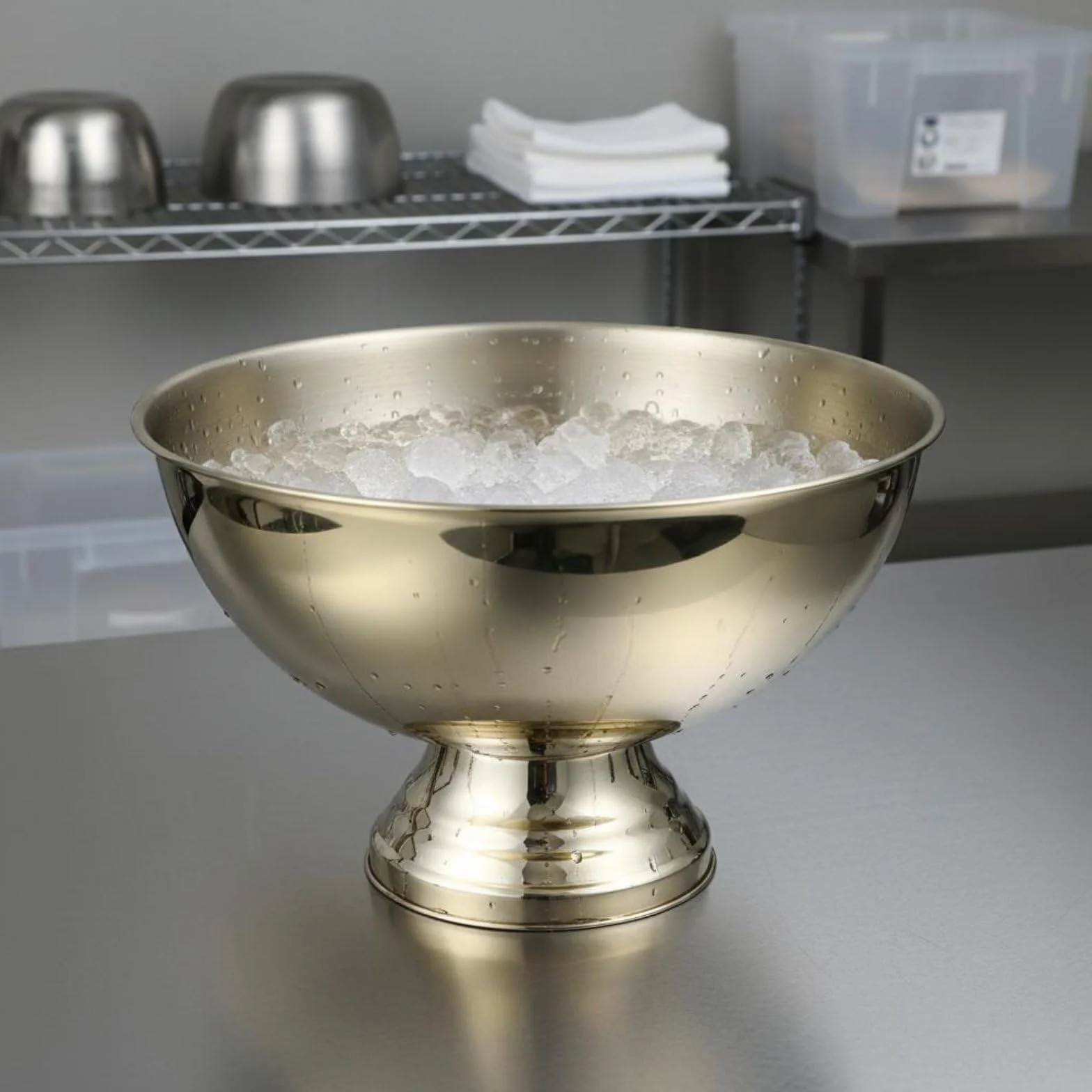 Champanera Robusta Construida en Acero Inoxidable Balde para Botellas de Vino Recipiente para Hielo y Cubeta Grande Adecuada para Fiestas Familiares y Recepciones Sociales, Dorado