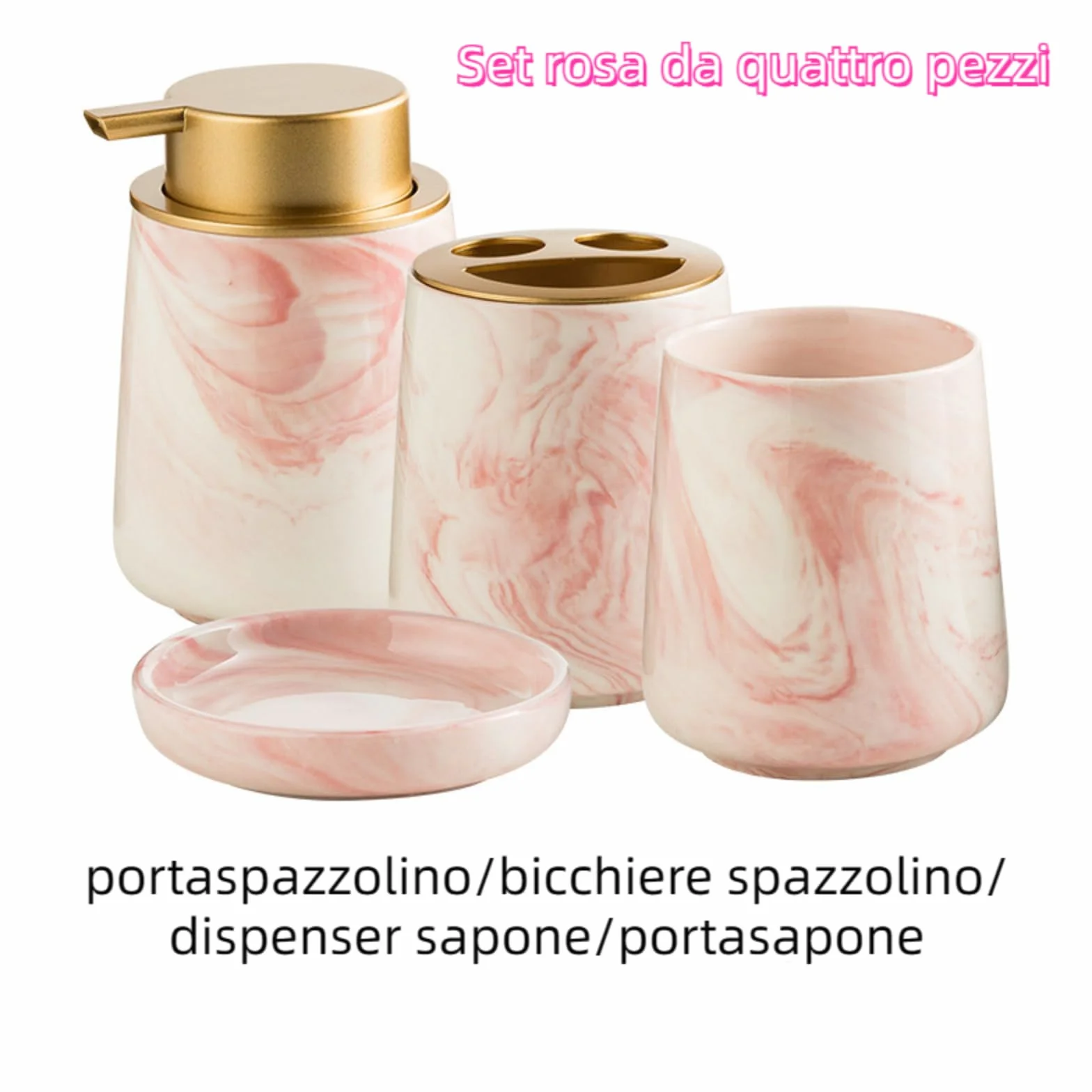 Juego de accesorios de baño de mármol de cerámica, soporte para cepillos de dientes, vaso, jabonera, dispensador, decoración moderna de tocador