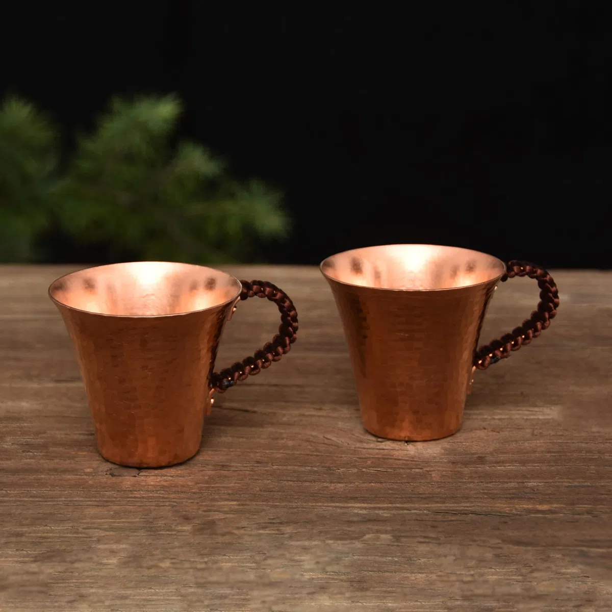 Juego de 2 tazas de té de cobre puro hechas a mano, tazas martilladas