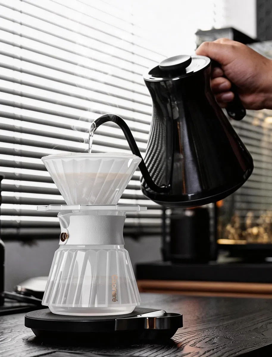 Cocinare Balance Pro - Báscula de café de precisión de 0,1 g, 3,5 kg digital con temporizador, báscula de cocina para café y alimentos, control de aplicaciones (plata)