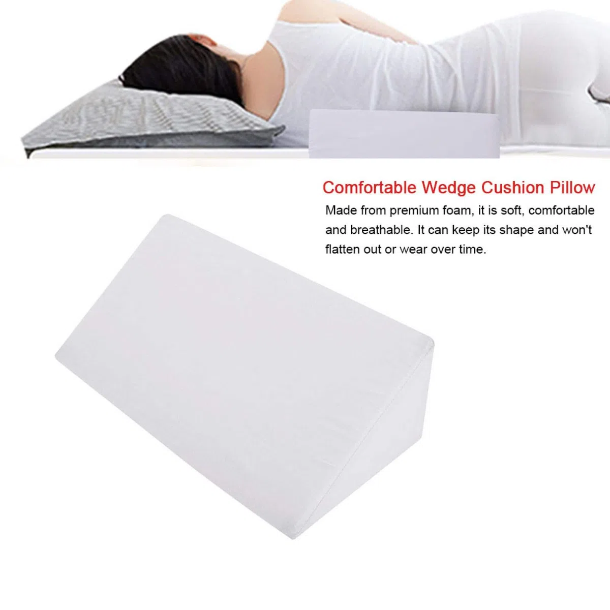 Cojín de Espuma Cojín Cojín Cojín de Espuma Suave Cojín Suave, Cojín de Espuma cómodo Elevación de la Pierna Espalda Lumbar Alivio Descanso Soporte Funda de Almohada Cojín(Blanco)