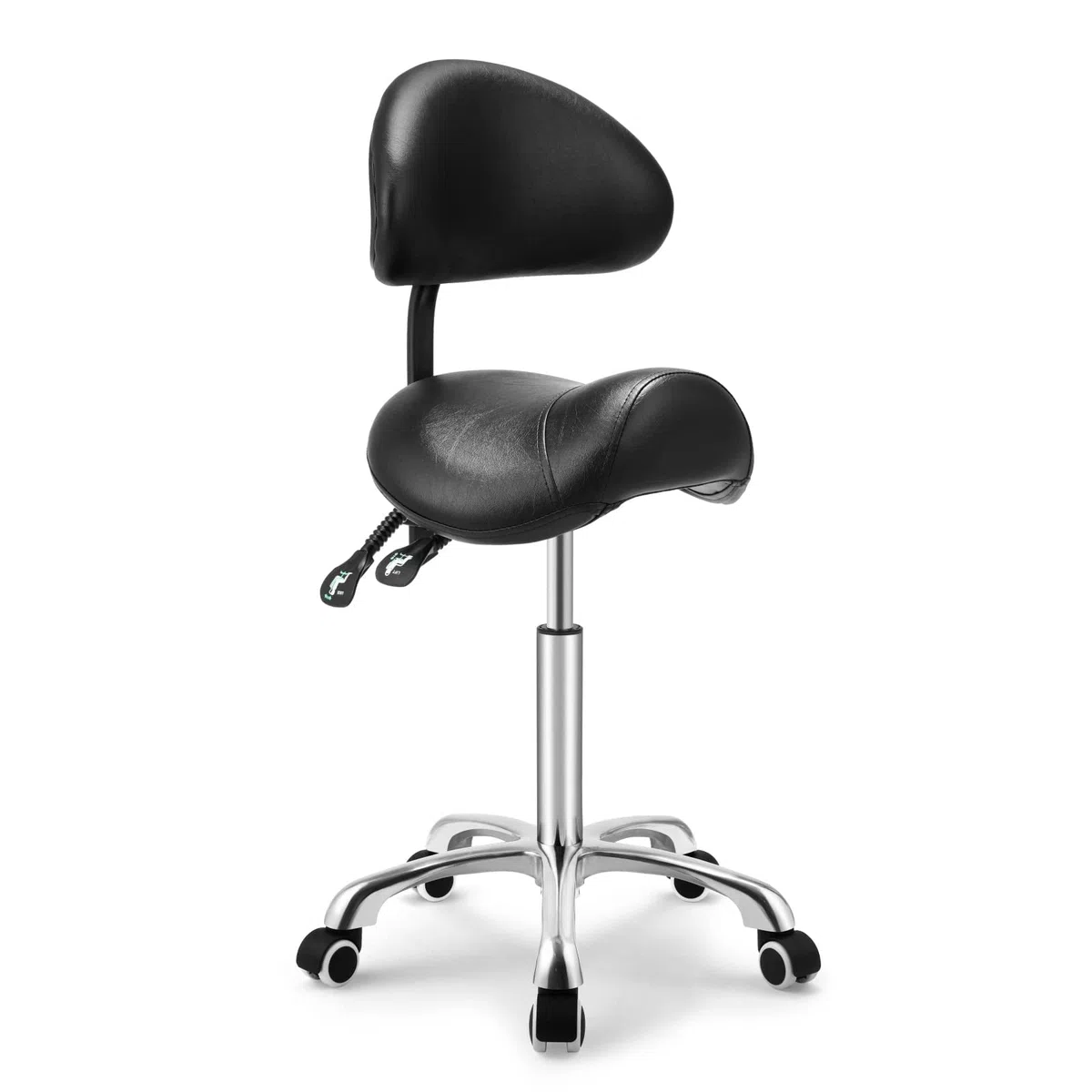 Kaleurrier Taburete giratorio con ruedas, altura ajustable con ruedas, resistente antifatiga, taburete ergonómico para laboratorio, clínica, dentista, salón, masaje, oficina y cocina en casa (con