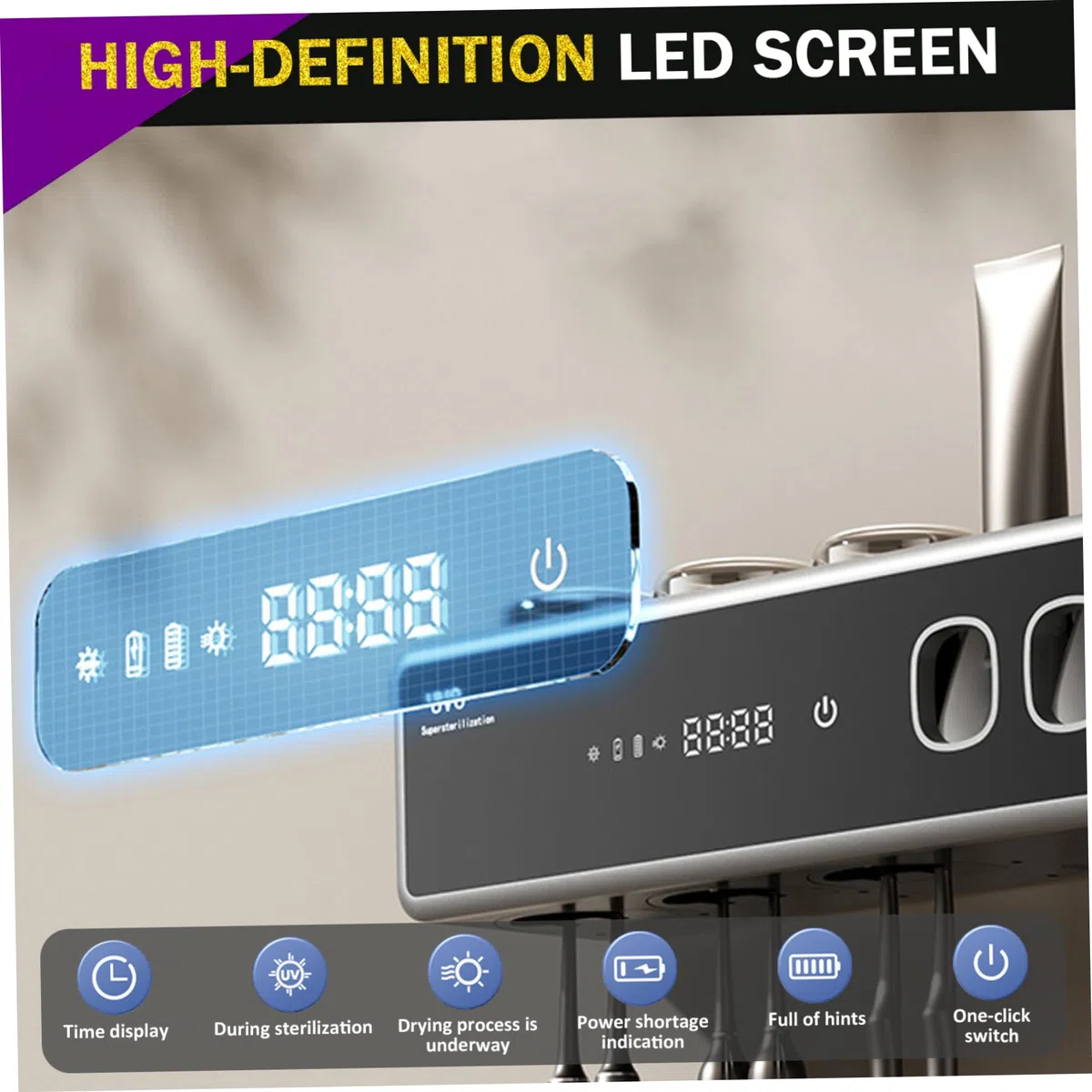 Soportes Inteligentes para cepillos de Dientes, Soporte eléctrico para cepillos de Dientes desinfectante UV montado en la Pared con dispensador de Pasta de para baño (Negro)