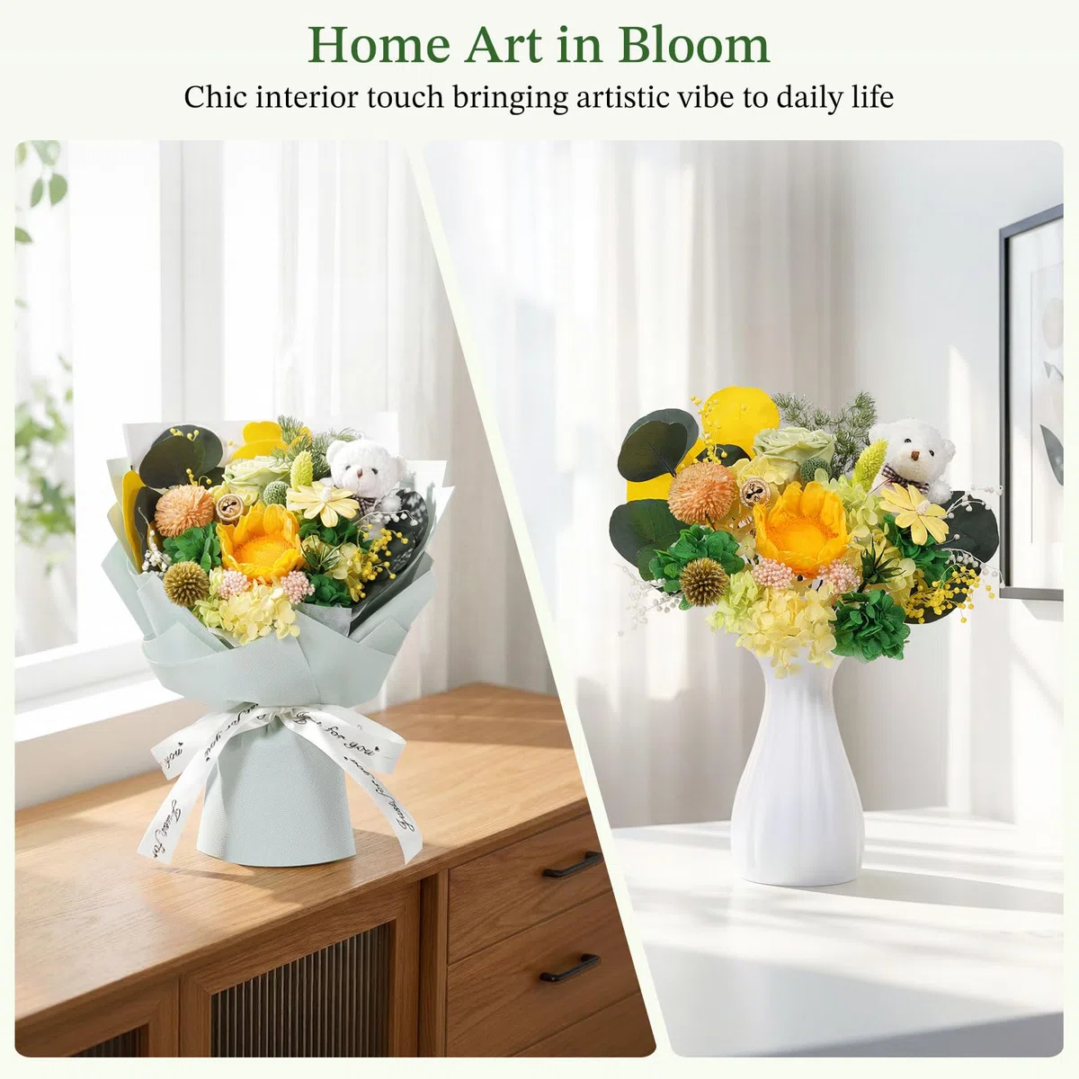 Emibele Ramo Girasoles Preservados, Flores para Entrega Prime, Ramos Flores Eternas, Cumpleaños Aniversario San Valentin Día Madre Graduación Regalos Flores para Ella Mujeres Esposa Madre Amigas