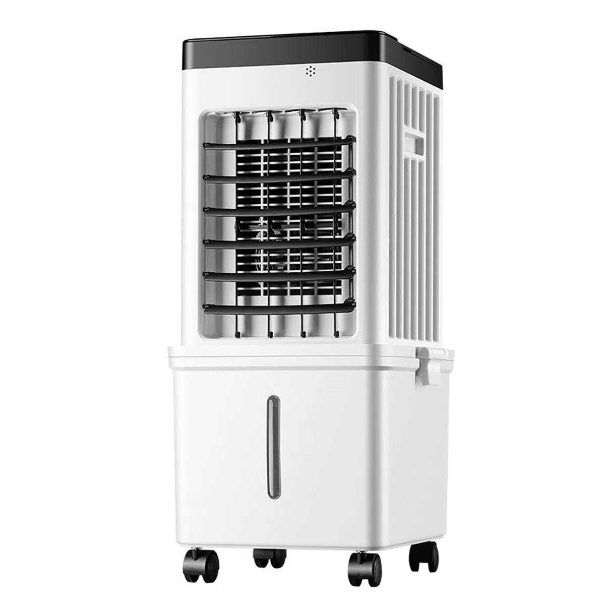 Climatizador Evaporativo Portátil de 3 Velocidades, Enfriador de Aire Silencioso con Llenado Superior, Ruedas y Acumuladores de Hielo para Habitación, Hogar, Oficina