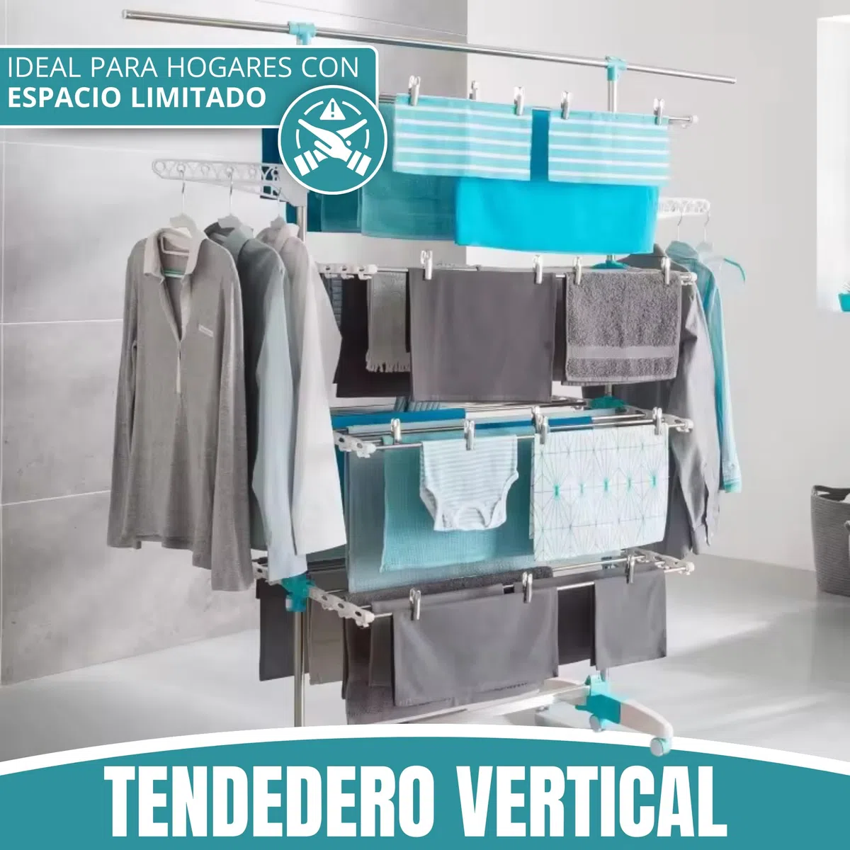 UMAA Tendedero Vertical Plegable Tendedero de Ropa con 6 Ruedas 2 Laterales Abatibles Estantes Ajustables y Marco de Acero Inoxidable para Interior y Exterior Blanco (167 X 67 X 165 CM)