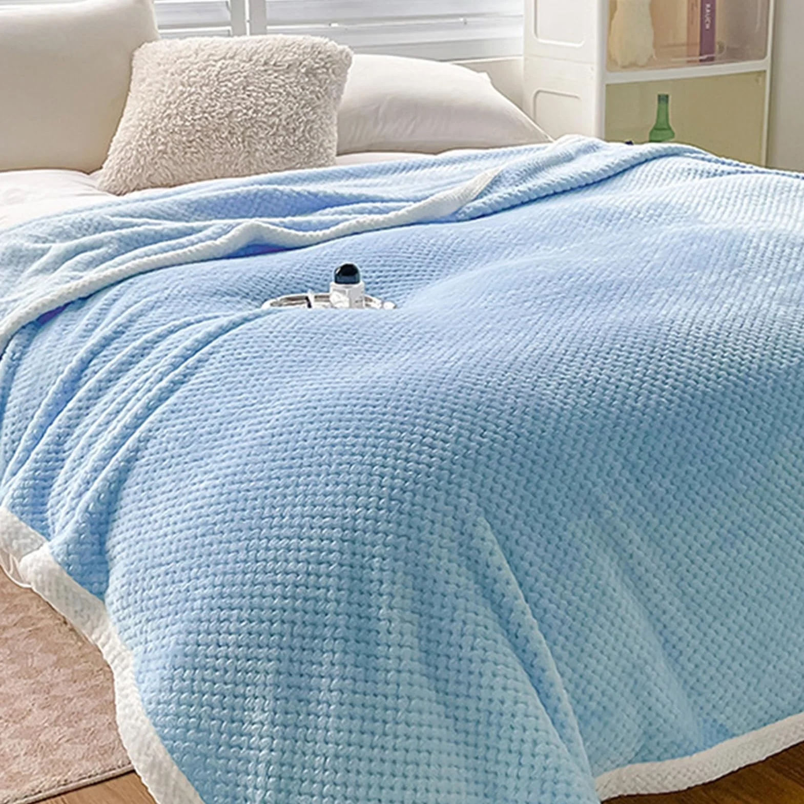 Mantas para Sofá Tacto Suave y Cálido Manta Sofa o Mantas para Cama Ligeras Mantas para Cama de Reversible 200 x 230 cm, Gris