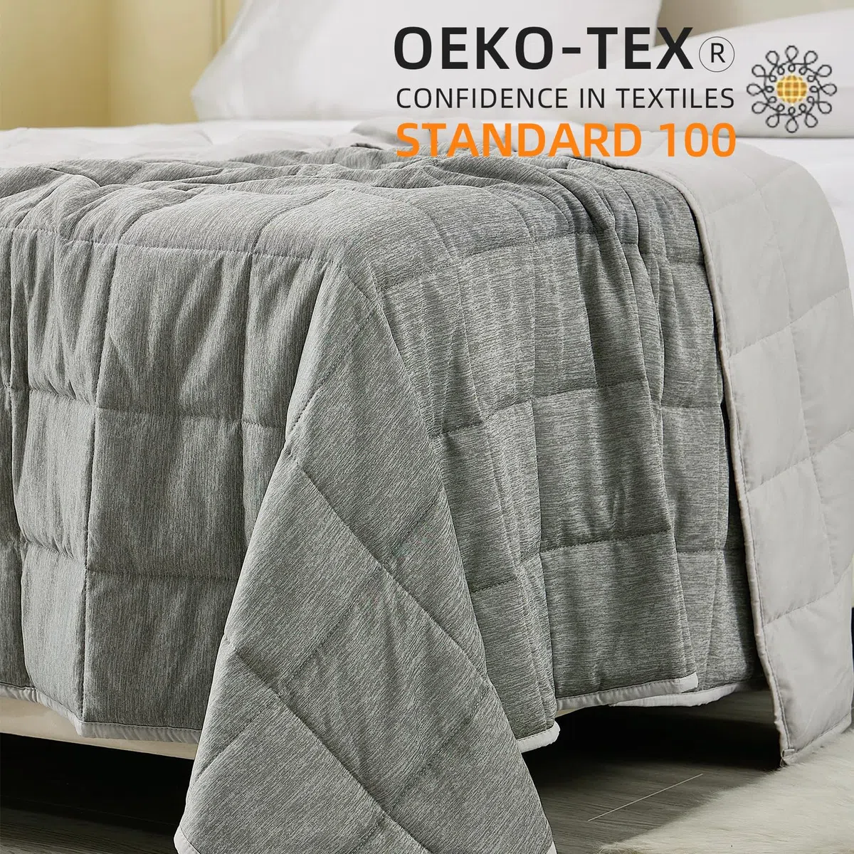Manta con peso de 15 libras, tamaño Queen, manta refrescante para adultos que duermen con calor, manta de cama suave universal para todas las estaciones, 60 x 80 pulgadas, 15 libras, color gris