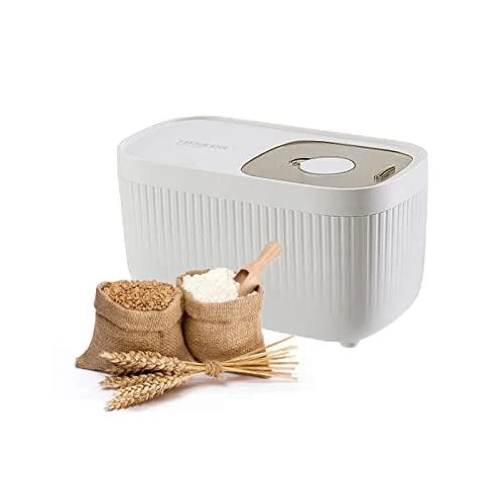 Contenedor de arroz dispensador de cereales, contenedor de alimentación de 15 kg, contenedor de alimentos secos, cubo de arroz sellado, apto para almacenar comida de gatos, comida para