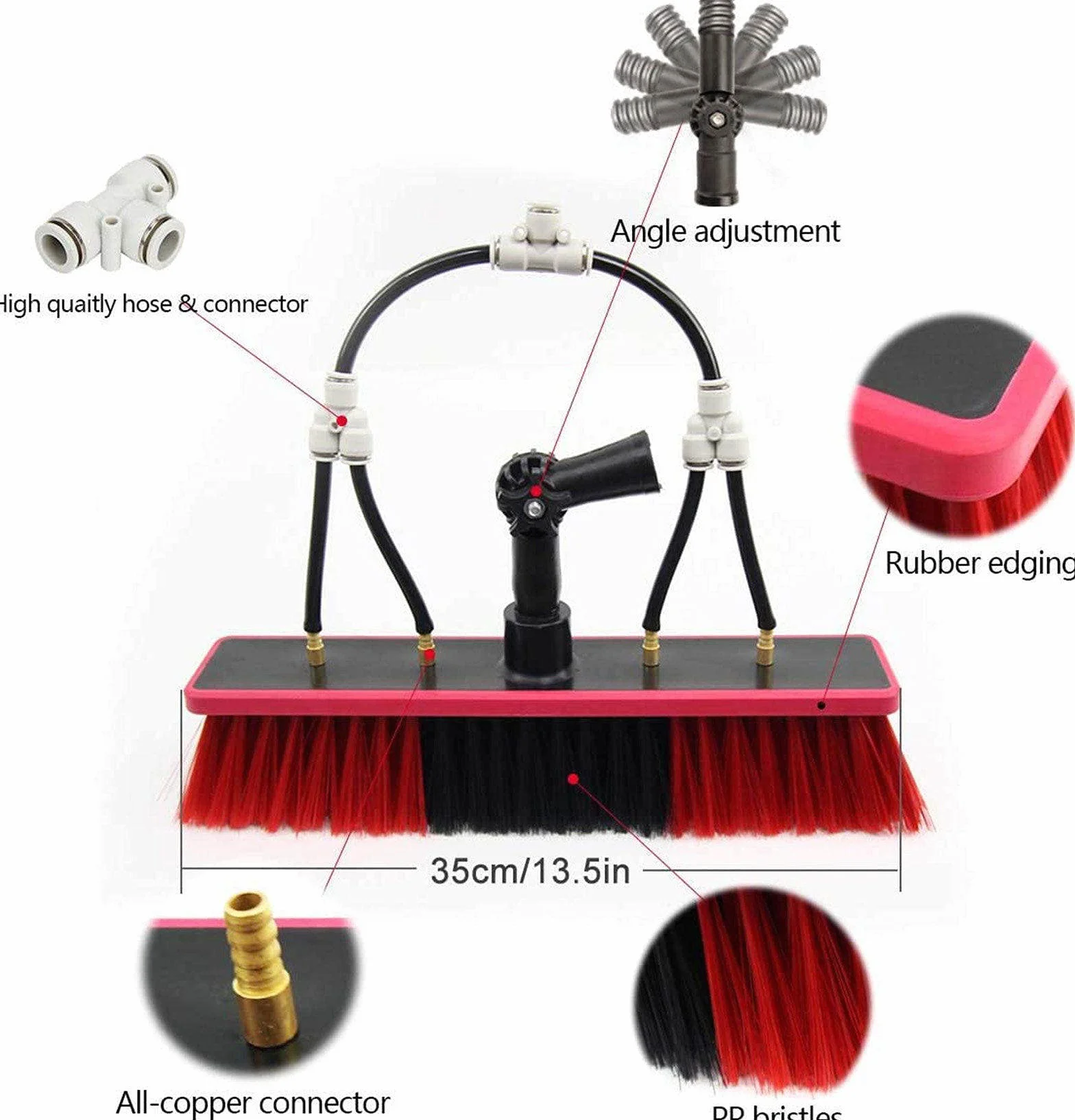 Cepillo de Limpieza para Paneles solares con Mango telescópico, extensión de 6 a 11 m (20 pies a 36 pies), Kit de Limpieza de Ventanas, Herramienta de pulverización de Agua para una Limpieza