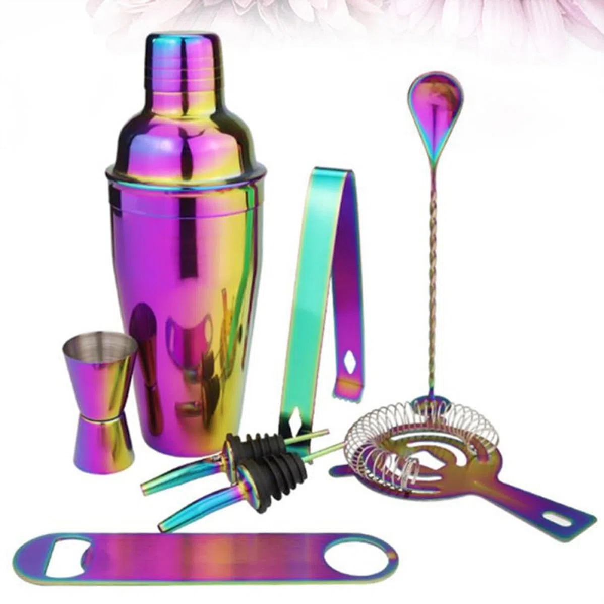 Kit Coctelera Profesional de Acero Inoxidable Sello y Accesorios 750ml 8 Piezas para Bar y Fiesta