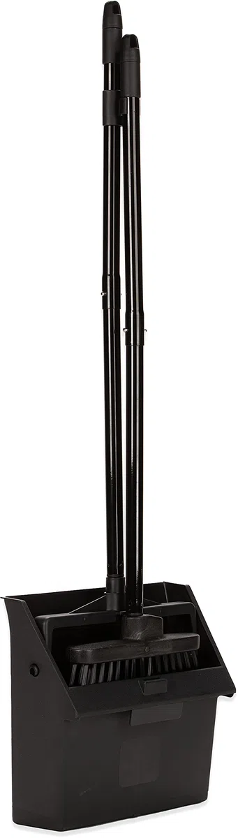 Carlisle FoodService Products Set de Recogedor Vertical Duo-Pan y Escoba, Herramientas de Limpieza Esenciales para Uso Doméstico y Comercial, Mango de 91 cm, 1 Unidad, Negro