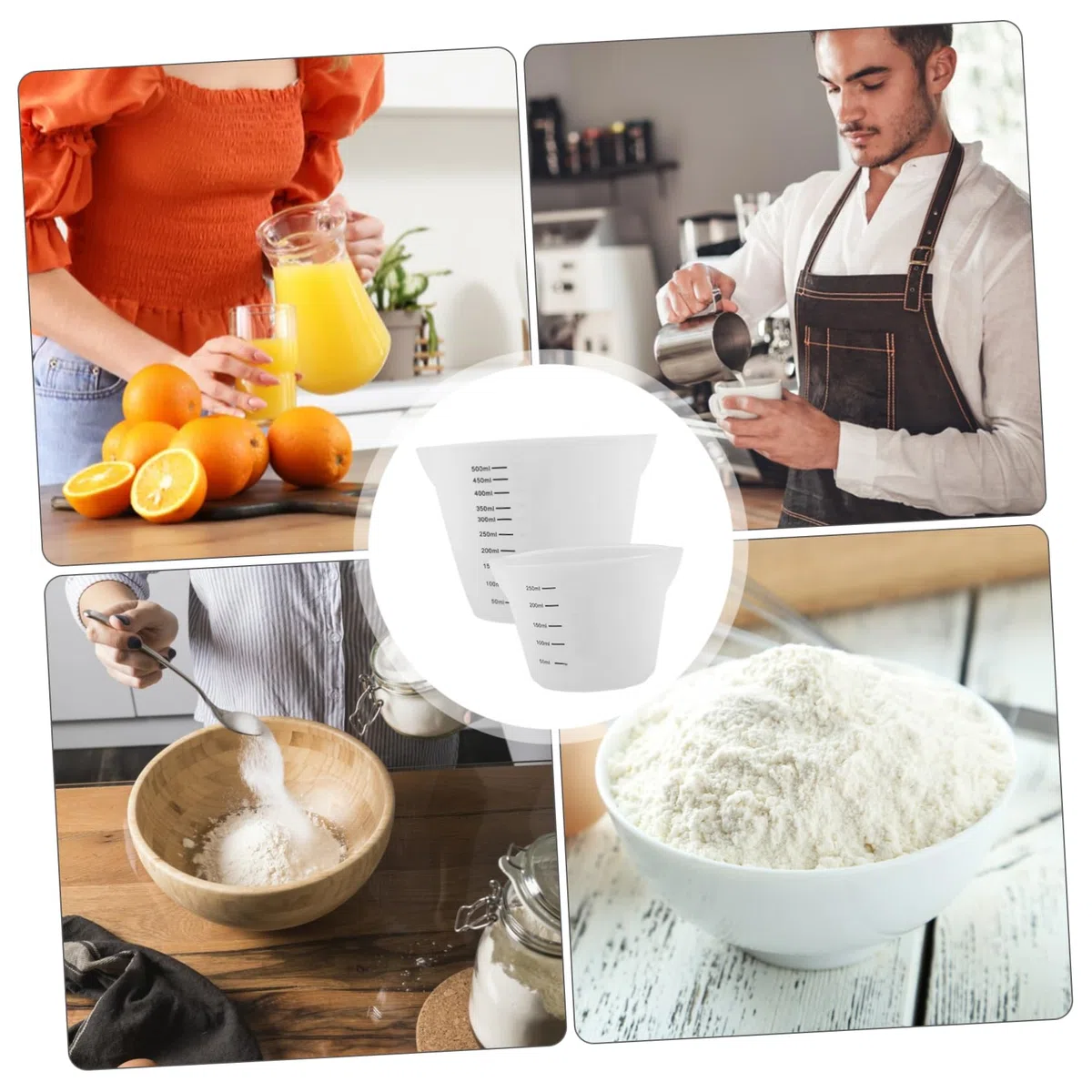 ABOOFAN 8 Piezas Taza Medidora Práctico Vaso Medidor Tazas De Cocina Vasos Mezcladores De Silicona Para Resina Vaso Medidor De Silicona De Graduada Gel De Sílice