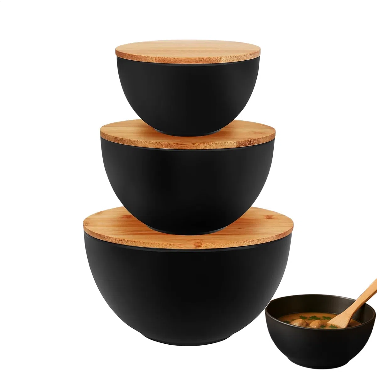 Bol Para Ensalada Con Tapa Encuentables Para Cocina | Ensaladeras Anidables Para Cocina Preparación Y Servicio De Comidas Ensalada Snacks Pan Sopa Frutas Verduras Con