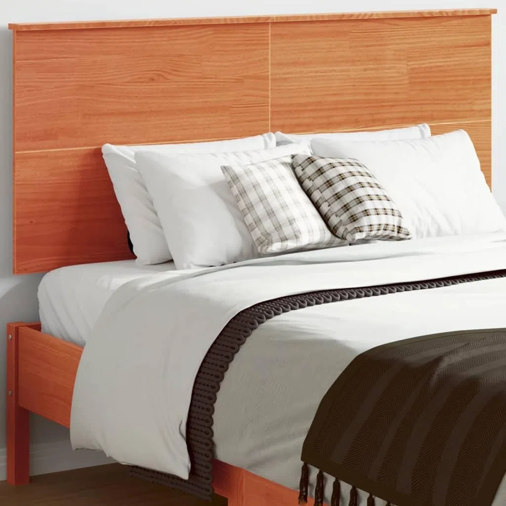 Marrón cera, 120 cm, de madera maciza de pino, diseño moderno, respaldo robusto para estructura de cama, compatible con habitaciones juveniles, dormitorios 124 x 6 x 82,5 cm