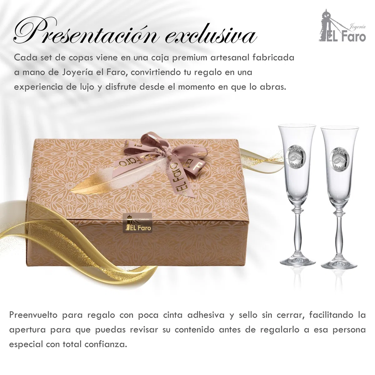 JOYERIA EL FARO | Copas grabadas para novios | Copas personalizadas para bodas | Cristal de Bohemia de alta resistencia | Estuche premium incluido | Brinda y celebra el amor