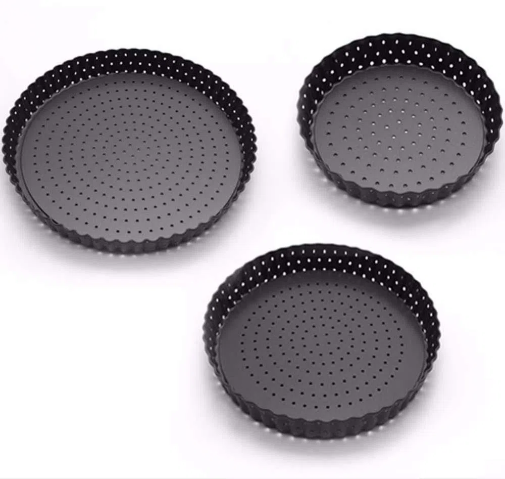 Juego de moldes antiadherentes para tartas, 3 tamaños diferentes, para flan y tartas, molde para quiche con base suelta para pasteles de queso cremoso, pasteles de chocolate, magdalenas, bandeja para