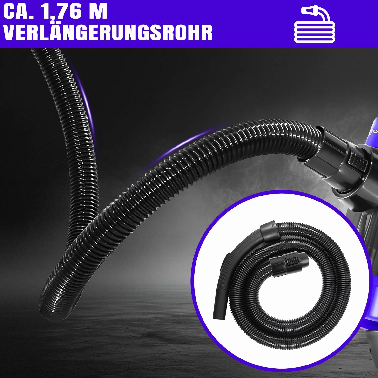 Aspiradora sin bolsa, 1200 W, para pelo de animales, sin bolsa, tecnología ciclónica, depósito de polvo XL de 1,5 L, cable automático y accesorios para suelos, alfombras, tapicería