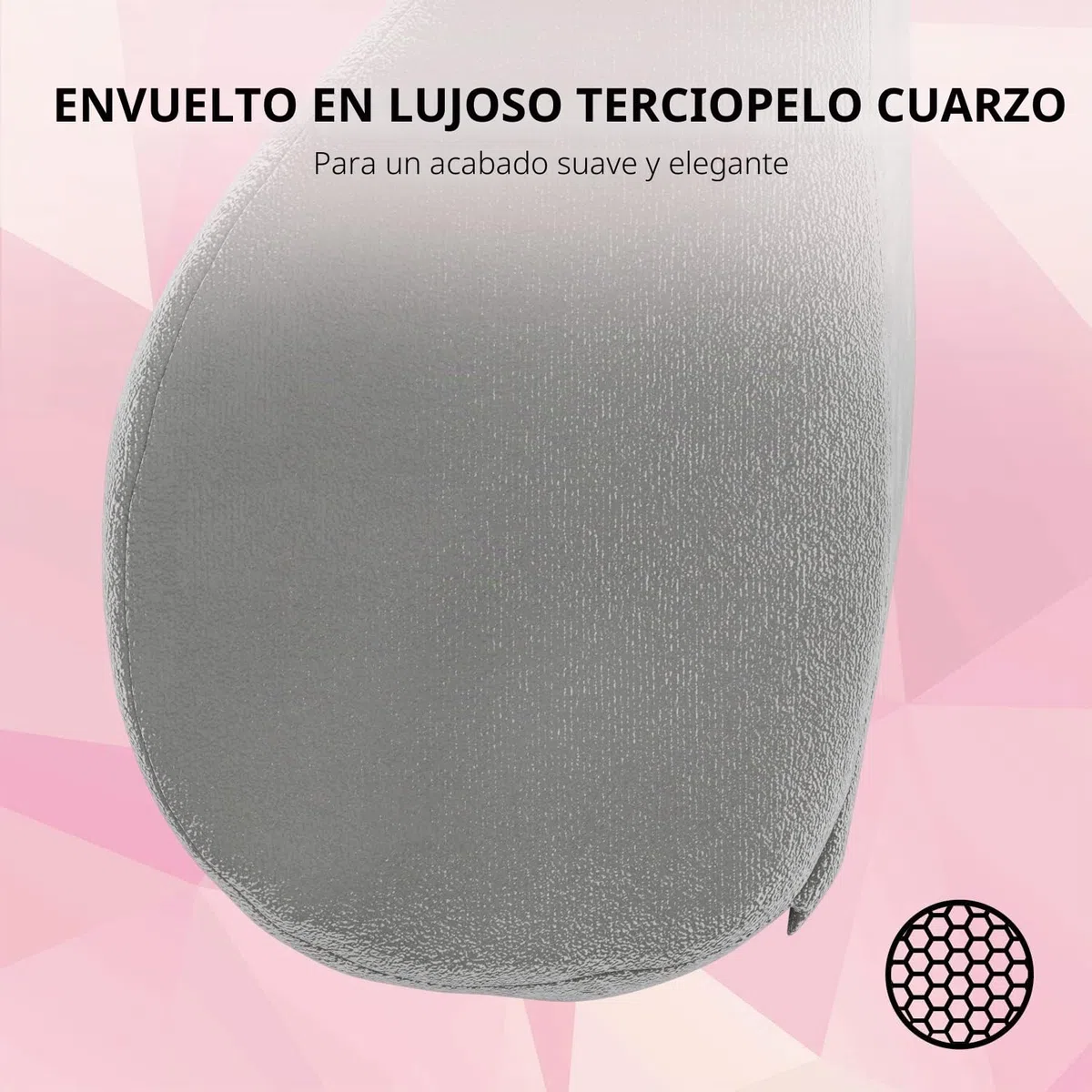 Razer Cojín de cabeza Soporte para cuello y cabeza para sillas de juego: diseño ergonómico, relleno de espuma viscoelástica, envuelto en terciopelo rosa de felpa - Cuarzo | Diseño ergonómico, acolchado de espuma viscoelástica, envuelto en terciopelo rosa