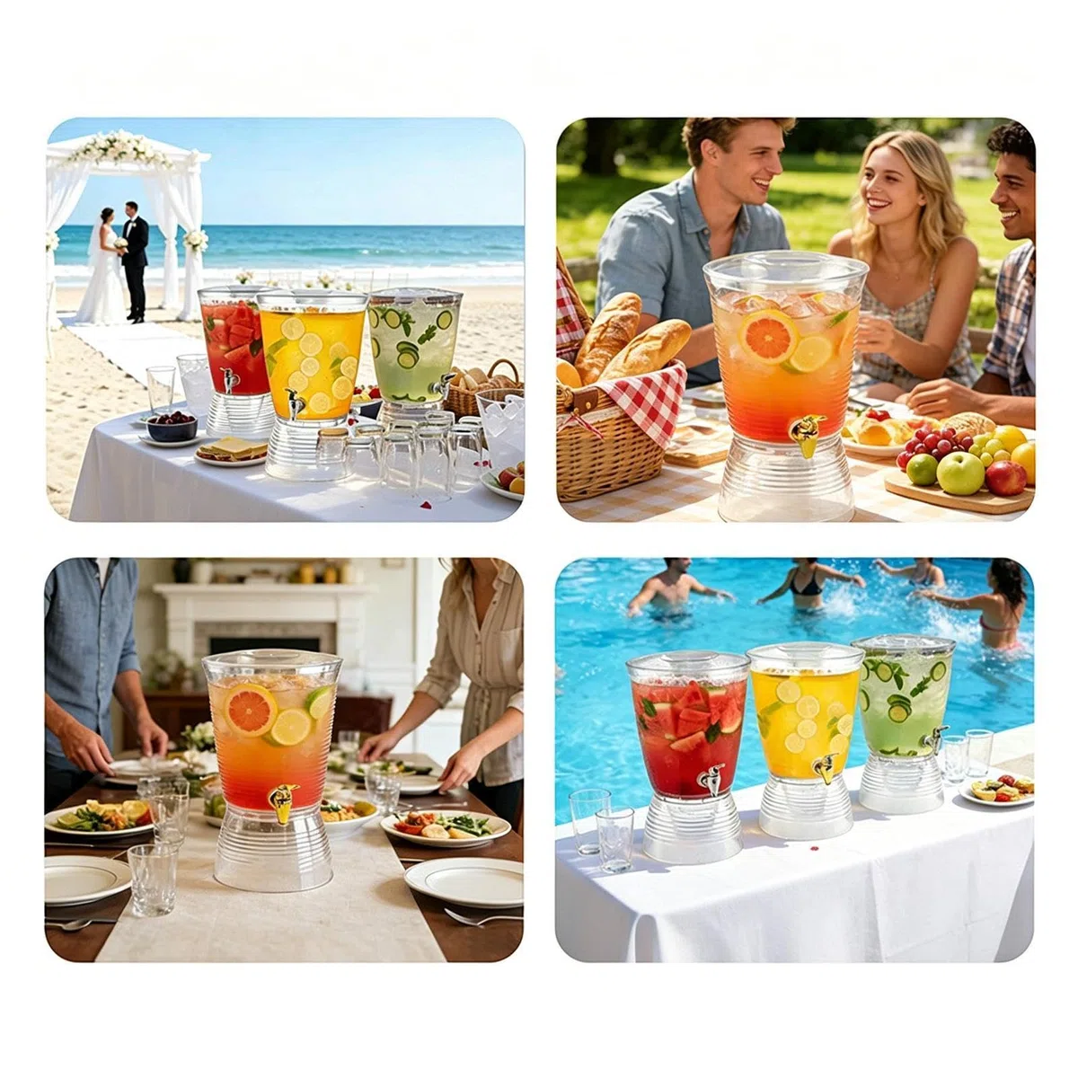 Jarra Dispensador de Bebidas Jarra de 6L para Refrescos | Grifo para Bebidas Frías para Barman, Mujeres, Hombres, Hogar, Oficina, Cafetería, Cumpleaños, Barbacoa, Boda, Picnic