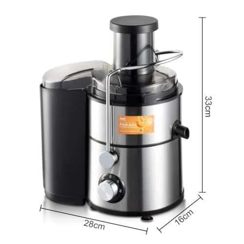 Exprimidor y licuadora 4 en 1, extractor de jugo de cítricos eléctrico de 1000 W con 2 configuraciones de velocidad, exprimidor de frutas y batidora con conducto de alimentación de 65 mm, para frutas