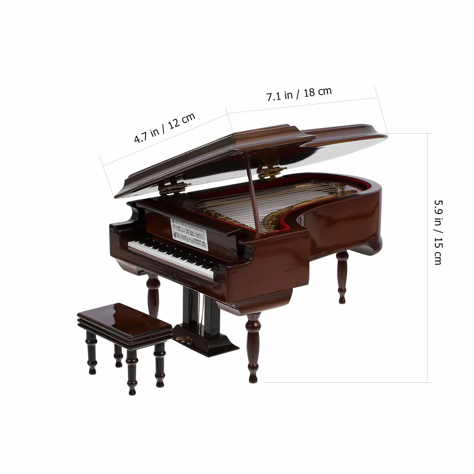 Caja de Música Portátil en Plástico y Madera Forma de Piano Mini Obsequio Creativo Decoración de Escritorio para Amantes Música