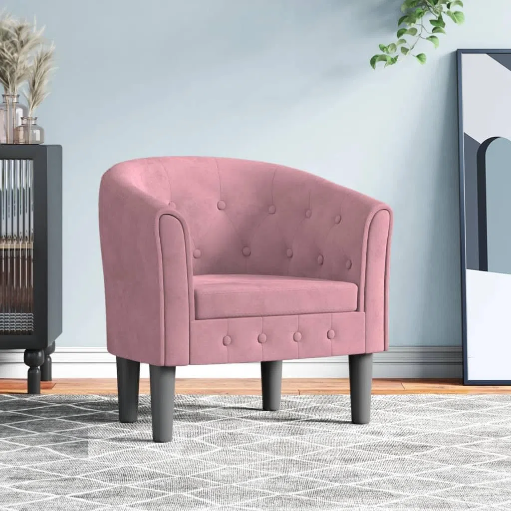 vidaXL Sillón, Silla con Respaldo Reposabrazos, Butaca de Relax Descanso TV, Asiento para Salón Oficina Dormitorio, Terciopelo Rosa