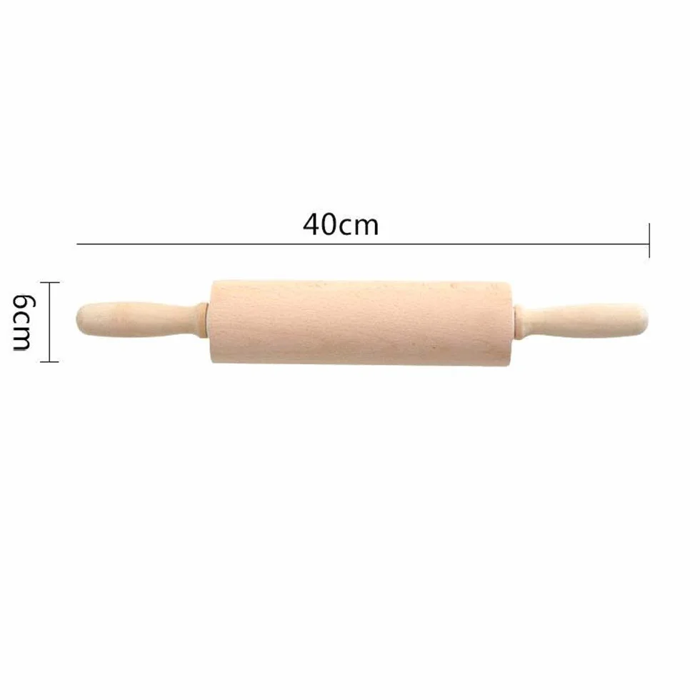 Rodillo de madera maciza para hornear, rodillo de masa sin pintar para pastelería, pan y albóndigas, herramienta esencial de cocina, 40,6 cm de largo
