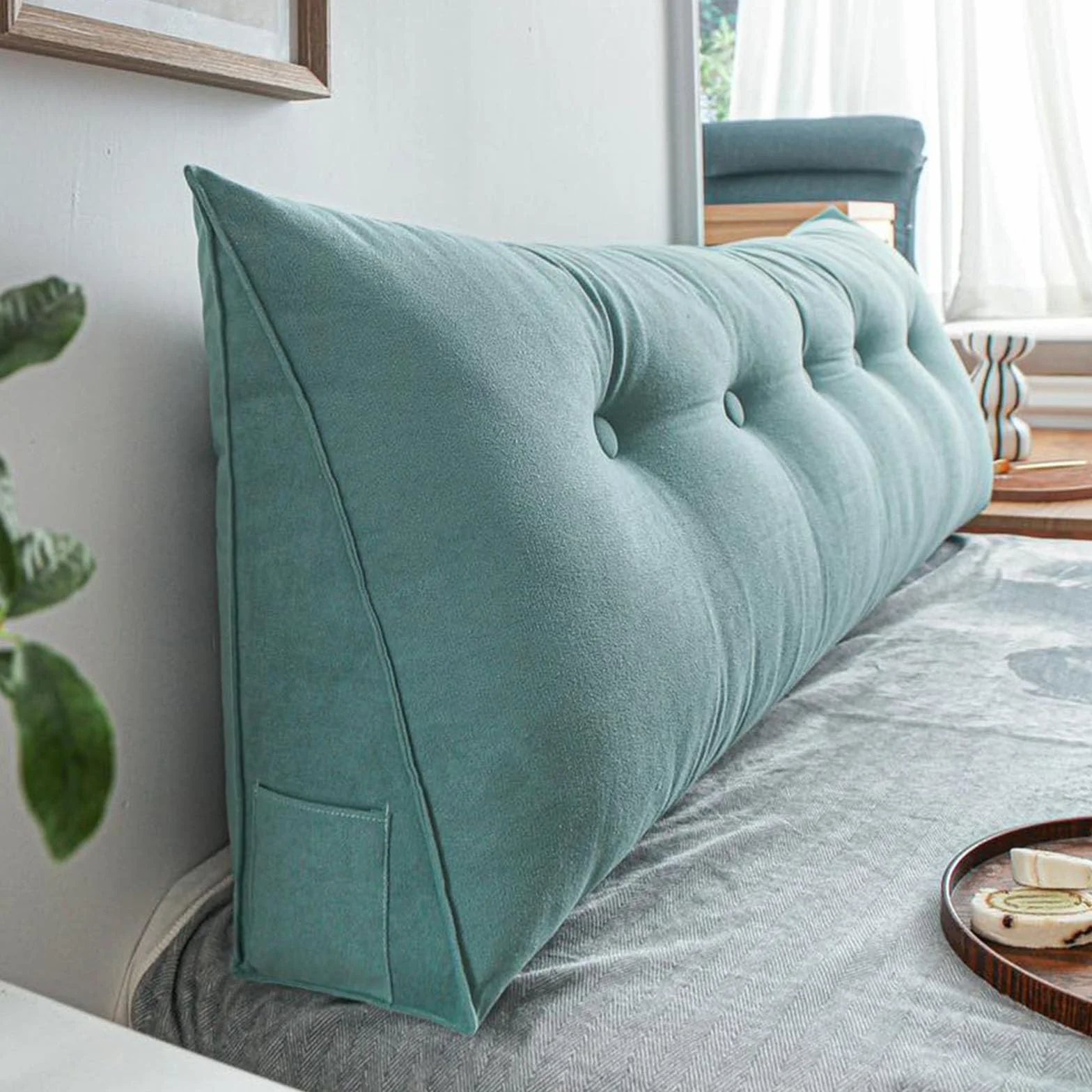 LXURY Almohada Triangular Transpirable Grande Cojín De Posicionamiento Retirable Almohada De Apoyo De Posicionamiento Cojín De Lectura con Soporte para La Espalda del Sofá,D,200cmx50cmx20cm