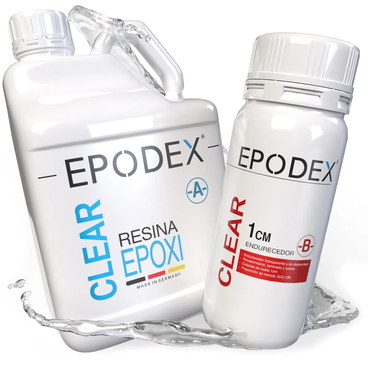 Kit Resina Epoxi ECO EPODEX – Resina Epoxi Transparente, Para vertidos hasta 1cm – Recubrimientos, laminados, moldes, manualidades, reparaciones, arte y bricolaje, INCOLORO - Transparente - 3kg