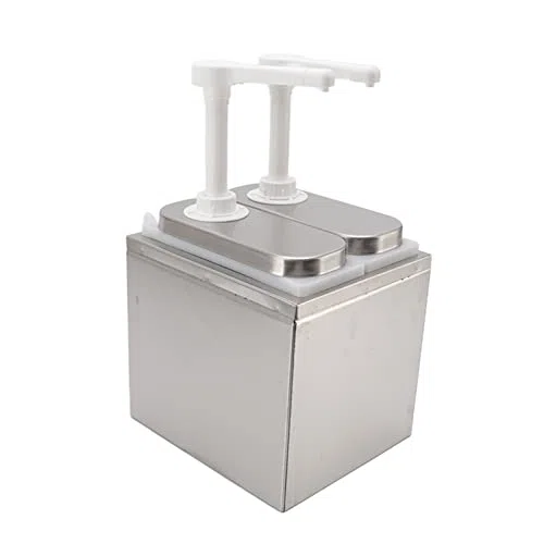 Dispensador de Condimentos, Contenedores de de Bomba, Estación de Plástico y Acero Inoxidable para Cocina y Hogar (Bomba Doble 1L)