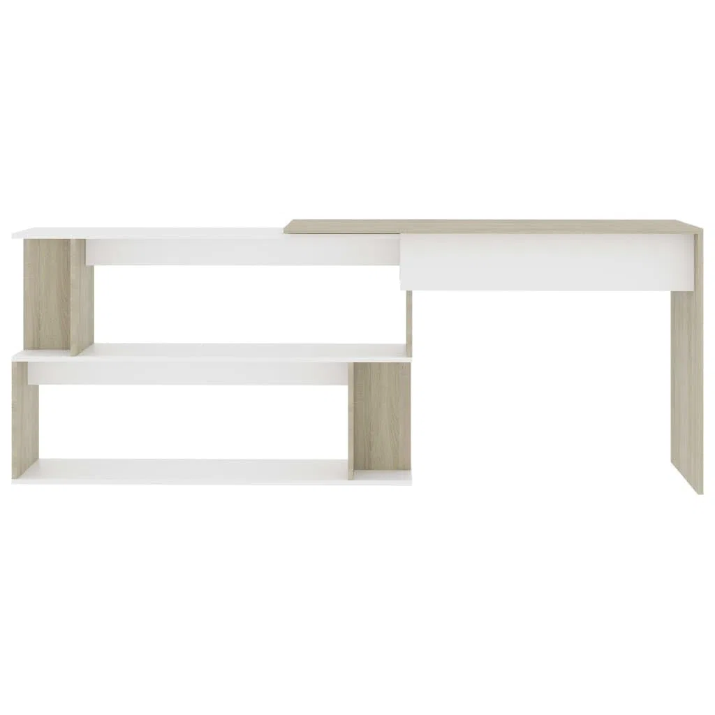 vidaXL Escritorio Esquinero de Ordenador Estudio Ejecutivo Oficina Despacho Mueble Duradera Robusta Estable Madera Contrachapada Blanco Roble Sonoma