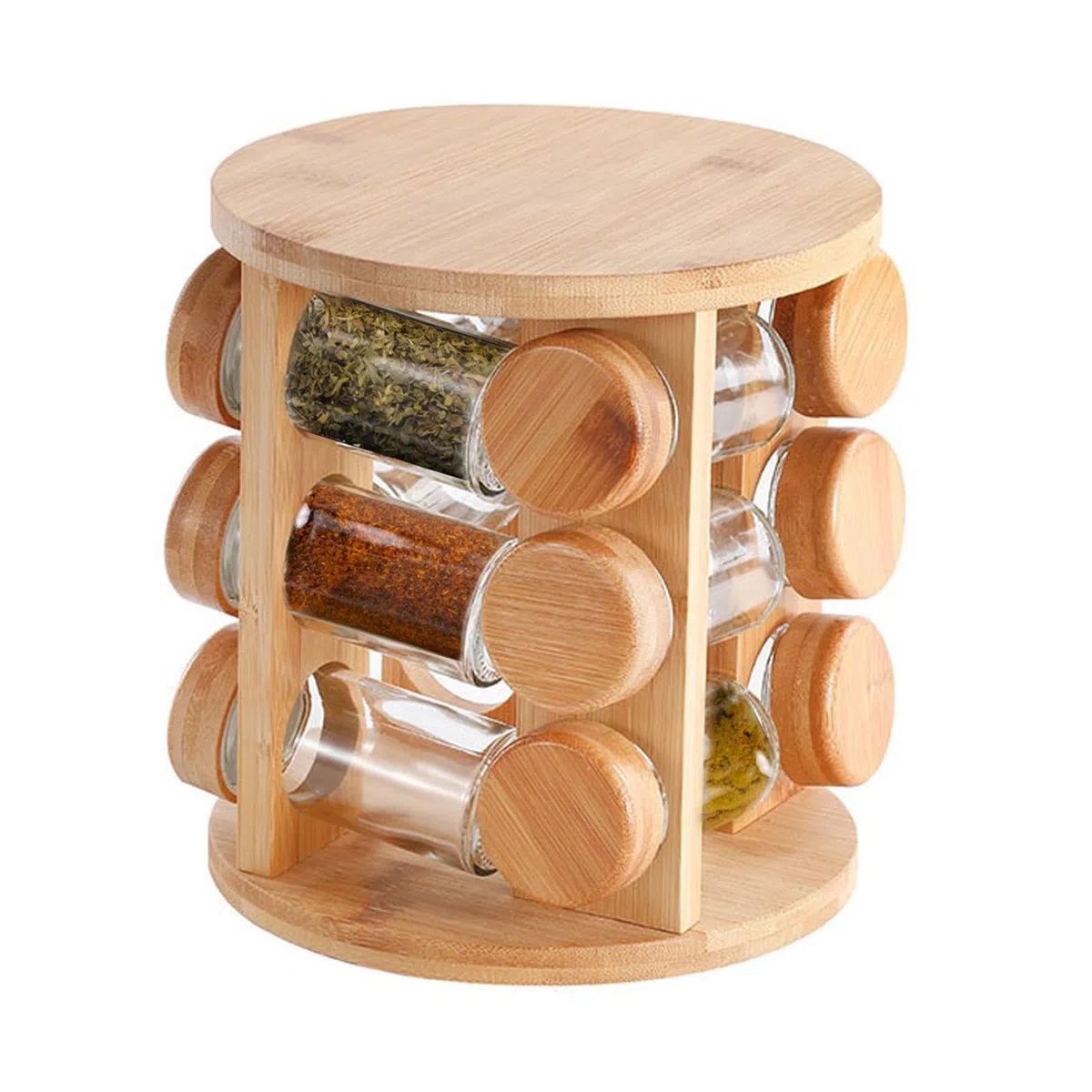 Generisch Organizador de especias giratorio, soporte para tarros de especias de madera para la cocina, para encimera, cocina, armario, cocina, armario de cocina, comedor, apartamento, entusiastas de