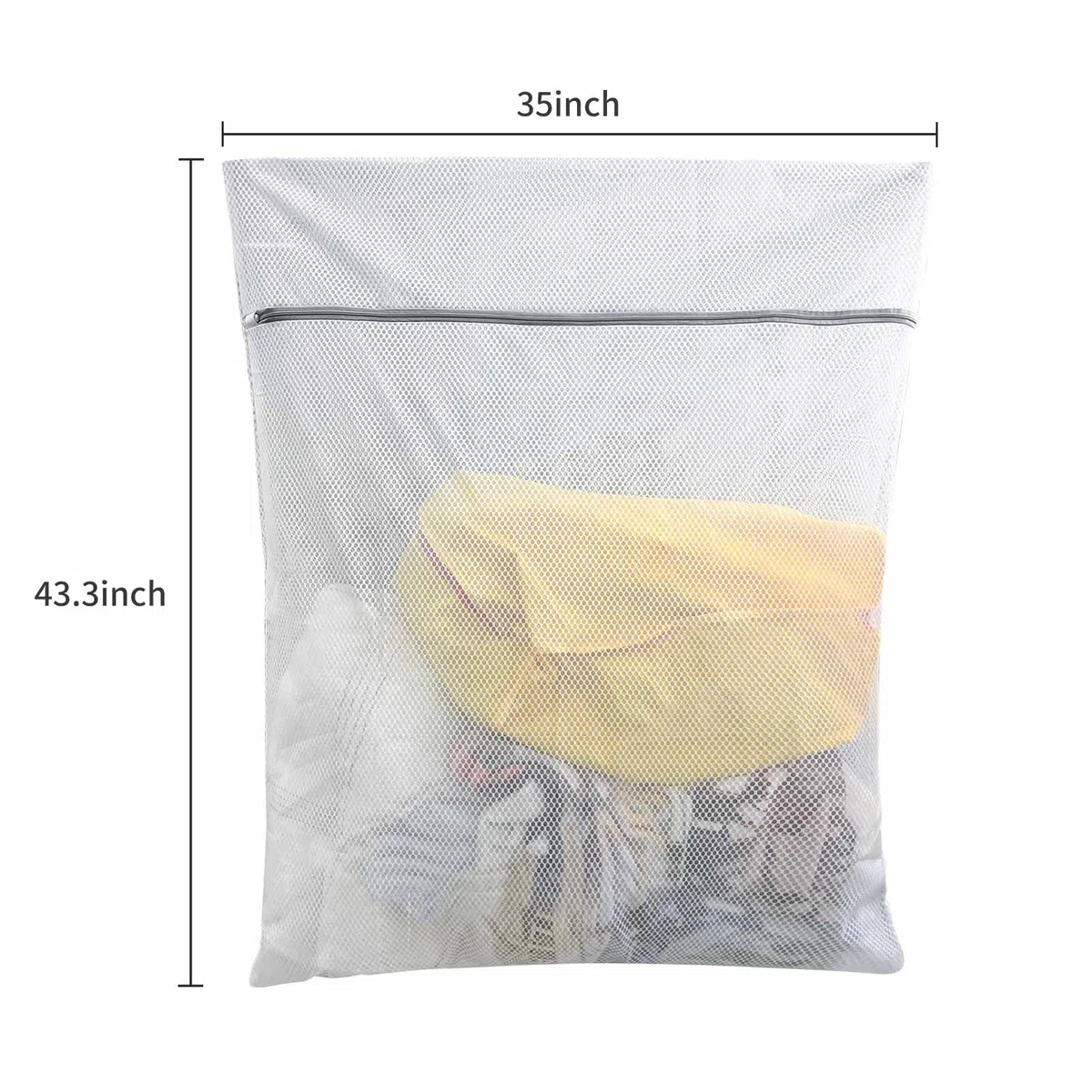 Bolsas de lavandería de malla de panal de gran tamaño, paquete de 2 bolsas de lavado delicadas de 35 x 43 pulgadas con cremallera.