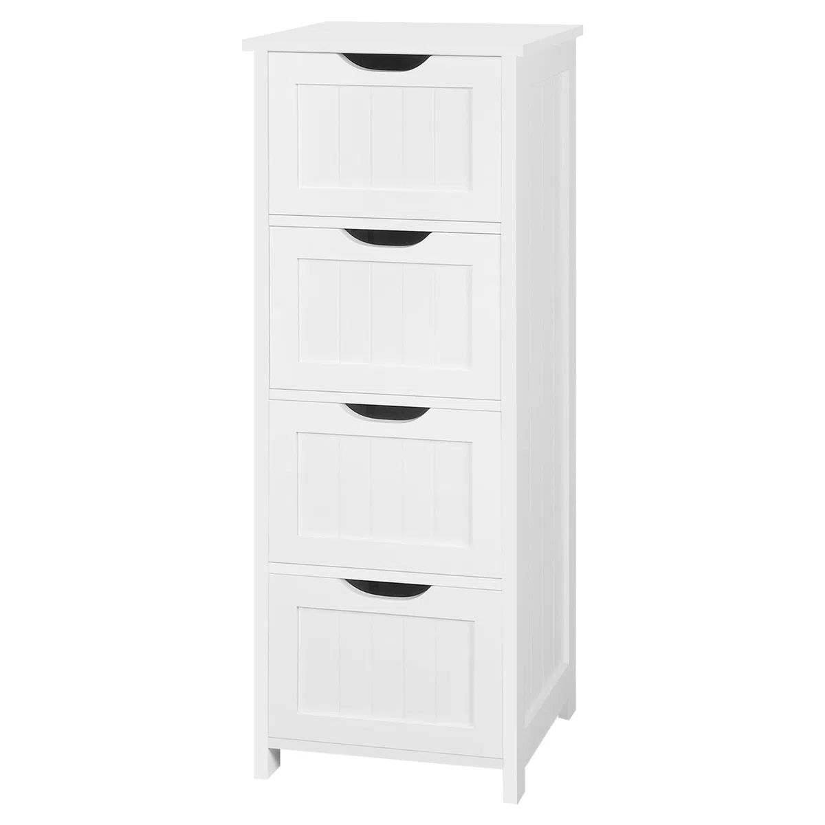 eSituro Armario de Suelo para Baño Auxiliar Pequeño Mueble Organizador de Cajones Laterales con 4 Cestas MDF Blanco 28 x 29 x 82 cm
