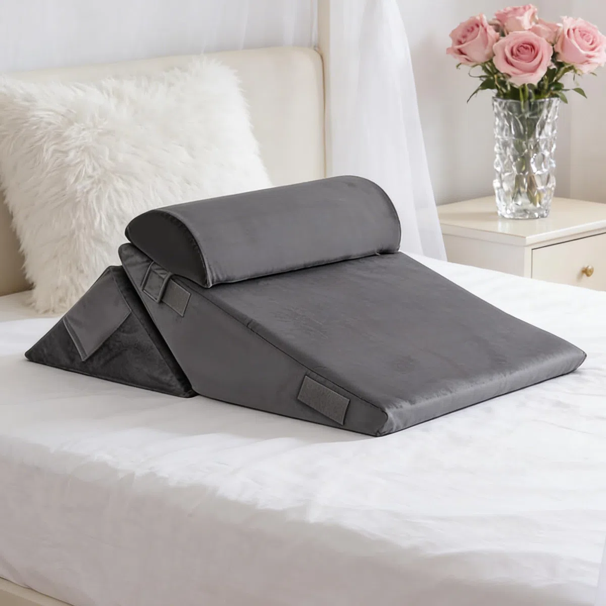 Almohada Cuña Para Dormir Almohada Con Inclinación Ajustable Y Diseño | Cojín Para Alivio De Molestias De Espalda Para En Hogar, Cama, Embarazo, Personas Mayores, Lectura Y