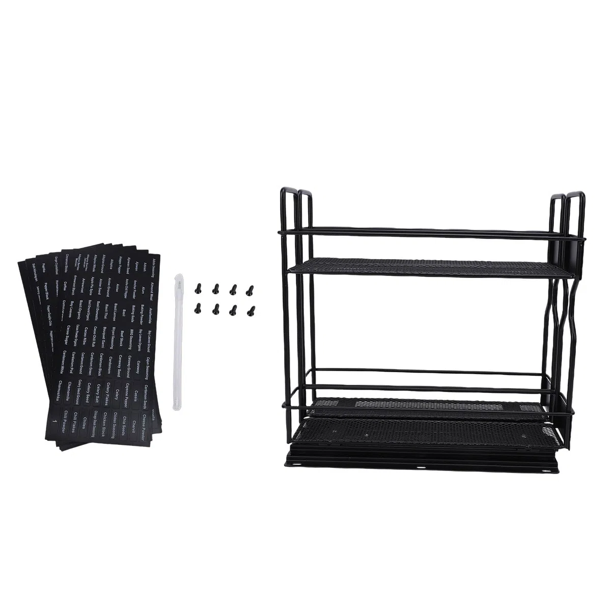 Rengue Organizador Deslizante para Condimentos, Almacenamiento de Condimentos Ajustable de Hierro, 10 X 10,6 X 5,1 Pulgadas para Uso en Despensa de Cocina