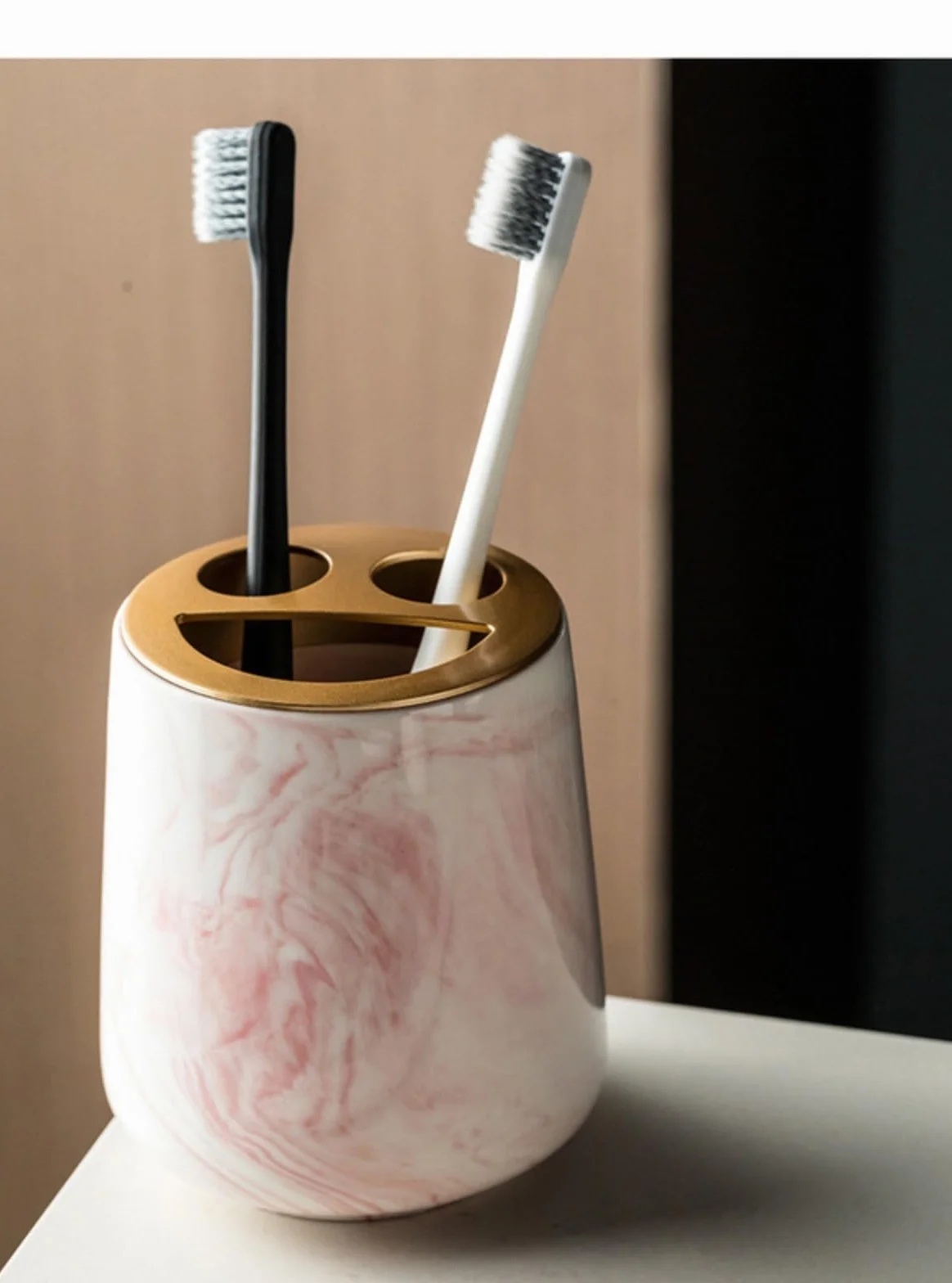 Juego de accesorios de baño de mármol de cerámica, soporte para cepillos de dientes, vaso, jabonera, dispensador, decoración moderna de tocador