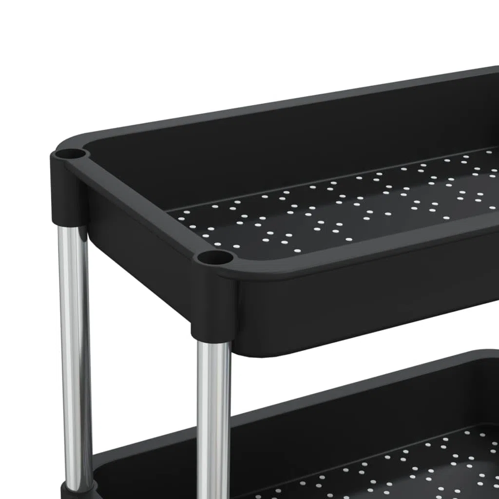 vidaXL Carrito de Cocina Carro de Servicio Doméstico Niños Garaje Estantes Almacenamiento Alimentos Bebidas 5 Niveles Hierro y ABS Negro 42x29x128 cm