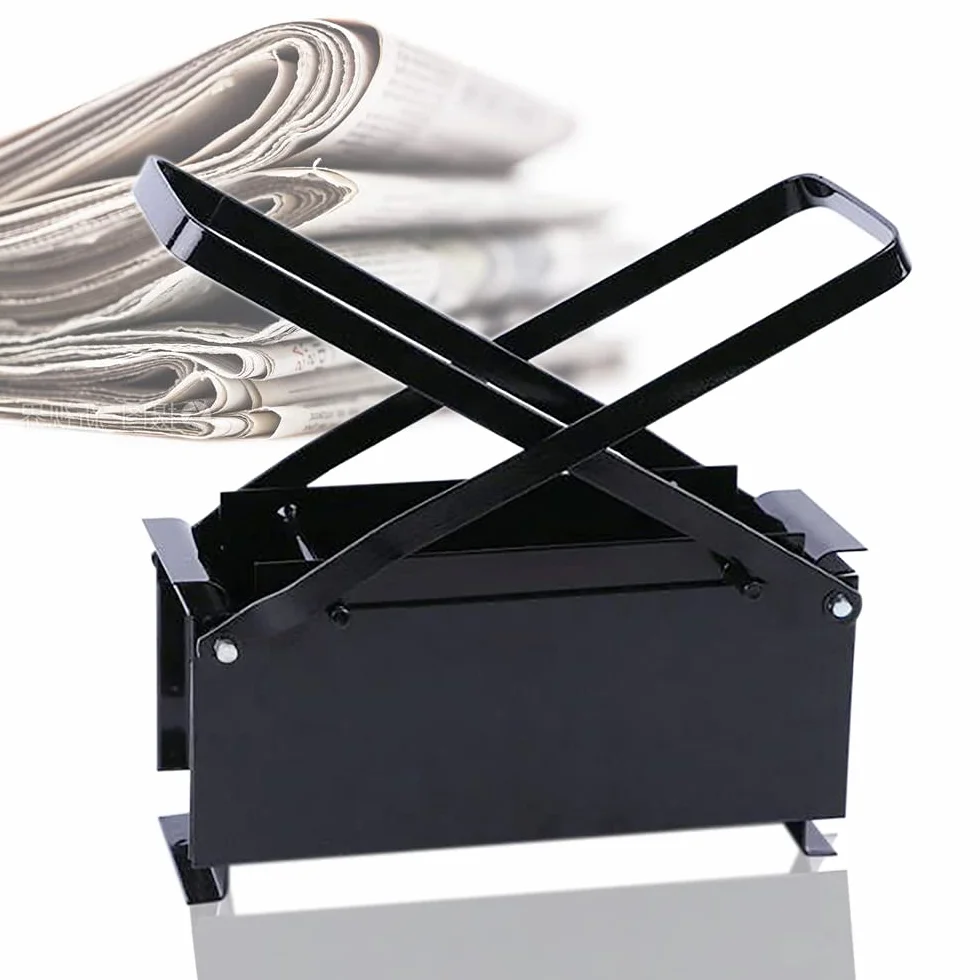 Prensa de papel para briquetas de metal, para hacer briquetas, de madera, 33 x 15 x 13 cm, color negro