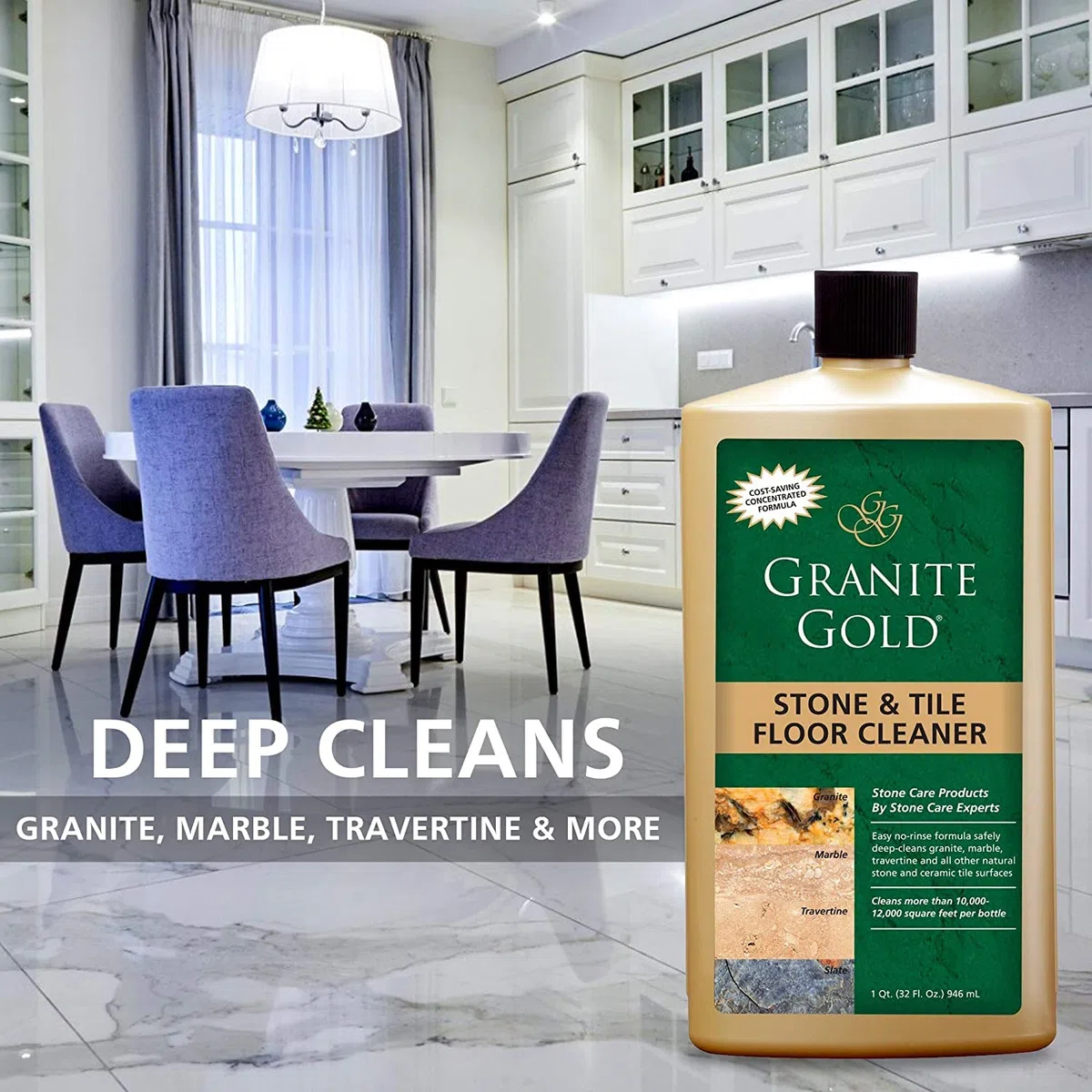 Granite Gold Stone and Tile Floor Cleaner GG0210, 32-Ounce Concentrated Formula