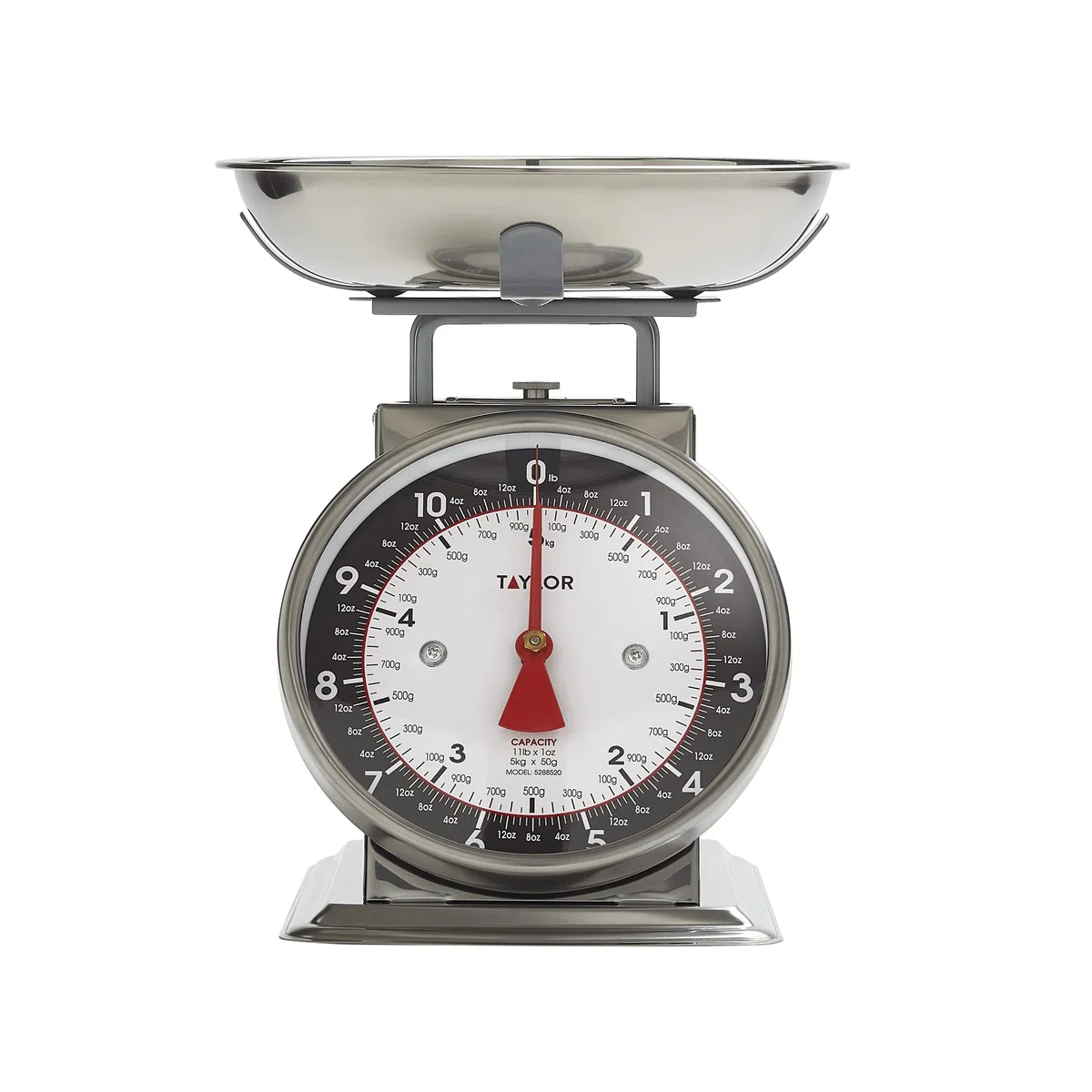 Taylor Precision Products Mechanical Kitchen Weighing Food Scale Weighs up to 11lbs, Measures in Grams and Ounces