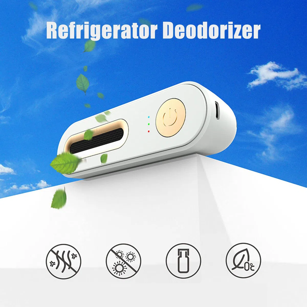 Desodorante de Nevera Mini USB, Desodorante de Nevera PortáTil Recargable, Eliminador de Olores de Nevera Reutilizable, Estancia de una Carga Durante 45 DíAs para Nevera, Coche, Armario, Armario,