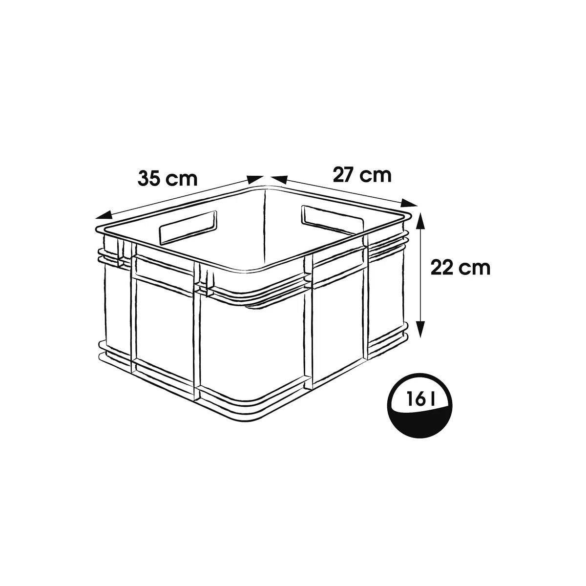 keeeper Contenedor de almacenamiento con asas, Euro-Box M, Plástico Procyclen, 16 l, Bruno Eco Line, Eco-Gris