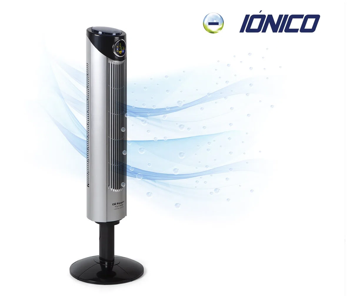 Orbegozo TWM 1015 - Ventilador de torre iónico, mando a distancia, 3 modos de ventilación, display digital, función temporizador, 3 velocidades, silencioso, rotación 80ºC, 45 W, gris/negro