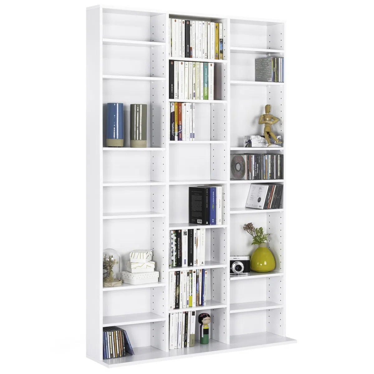 IDMarket – Estantería CD CEYLIA 30 Cajas con estantes modulares Madera Blanco