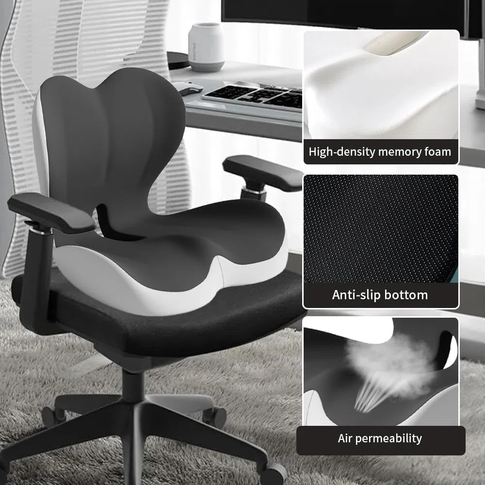 HoldOneLight Cojín ortopédico con respaldo [apoyo lateral y comodidad] Cojín de asiento para silla de oficina y coche - Ergonómico, cojín de asiento