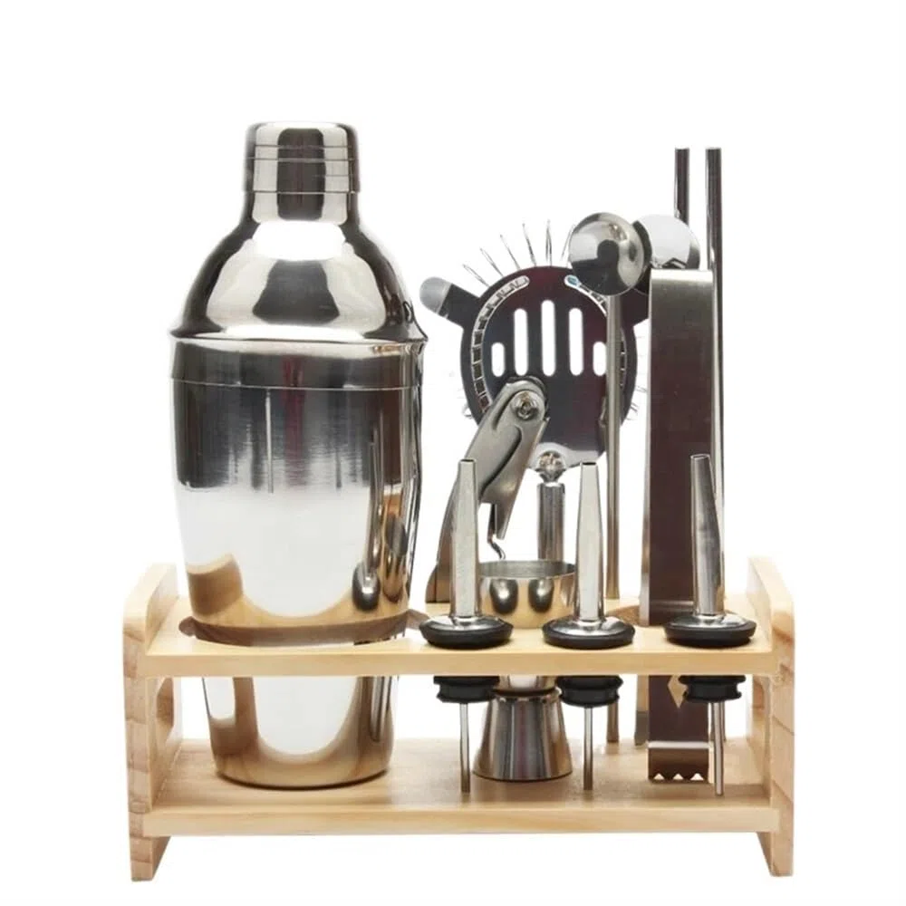 Juego de coctelera de acero inoxidable de 12 piezas que incluye colador de bebidas, abridor, mezclador, bar, herramientas de vino, accesorios, increíble experiencia de mezcla de bebidas(12 P